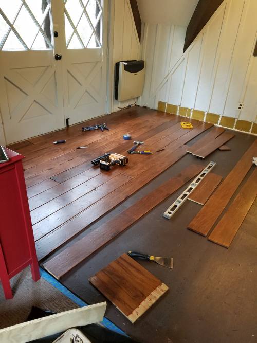 DIY Wide Plank Floor Made From Plywood - Starting The Wide Plank Plywood Floor Install