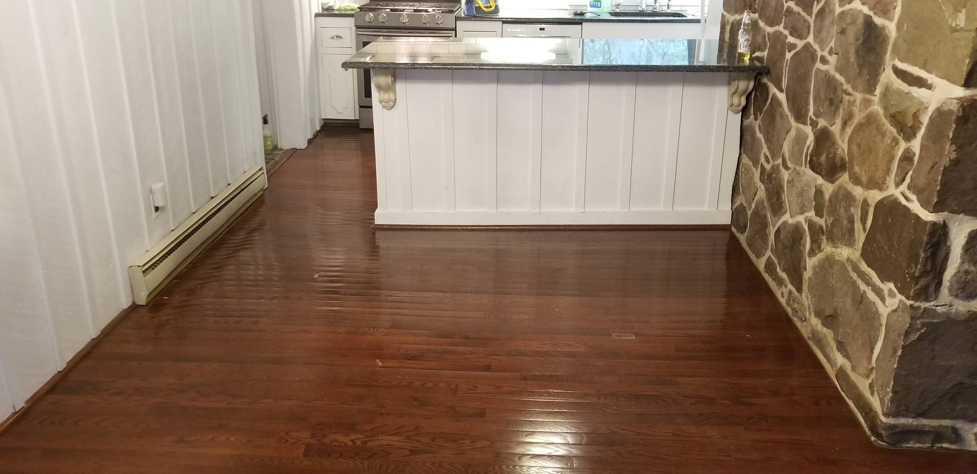 DIY Farmhouse Wide Plank Floor Made From Plywood - The Dining Room Subfloor With Staples Removed