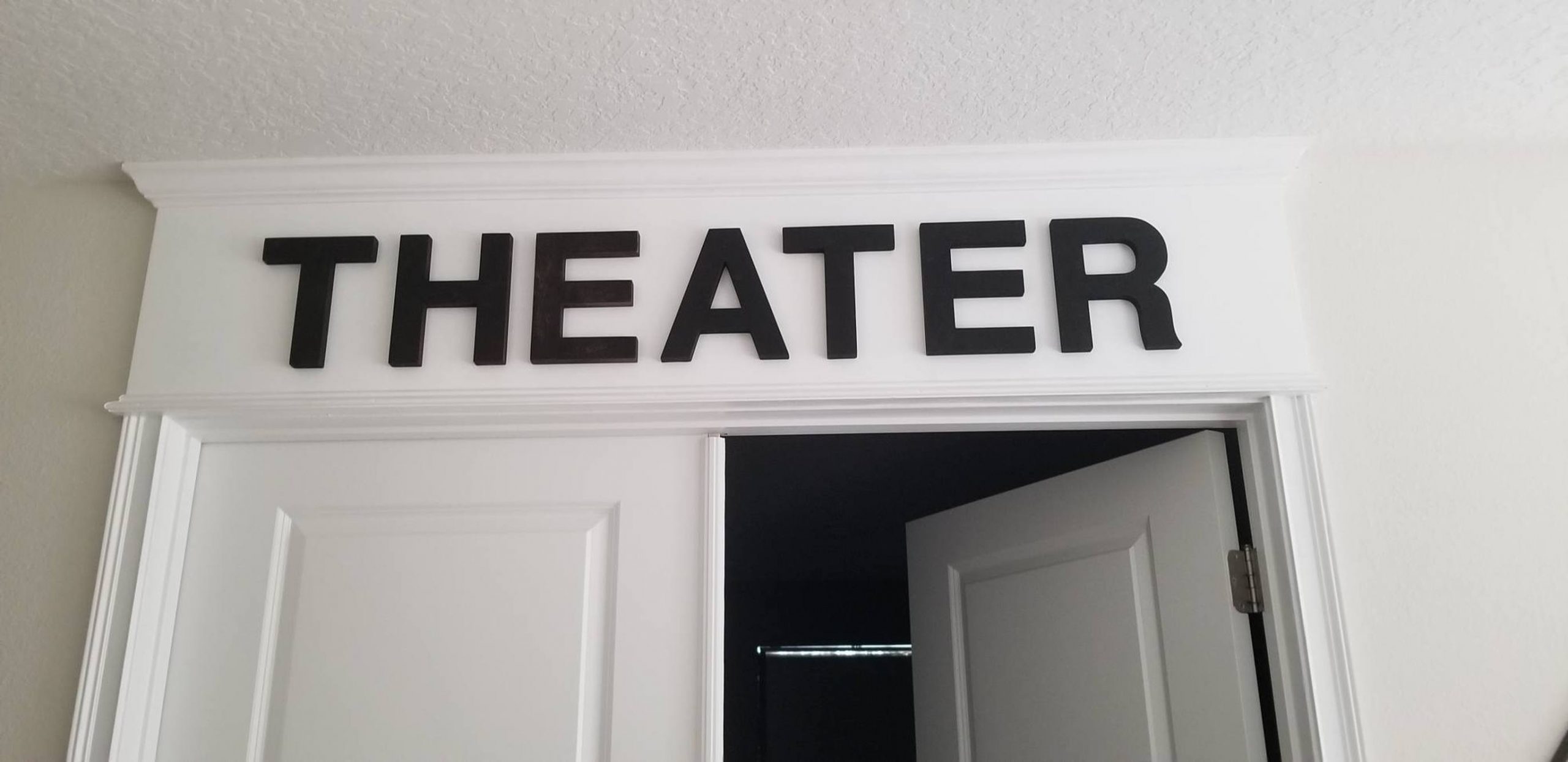 DIY Home Theater Entrance Sign From Front