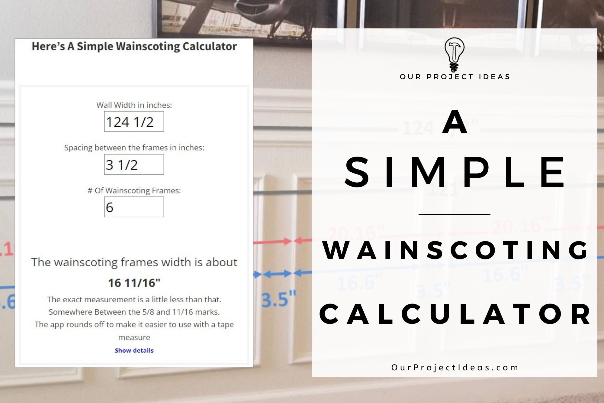 A Simple Wainscoting Calculator that uses fractions
