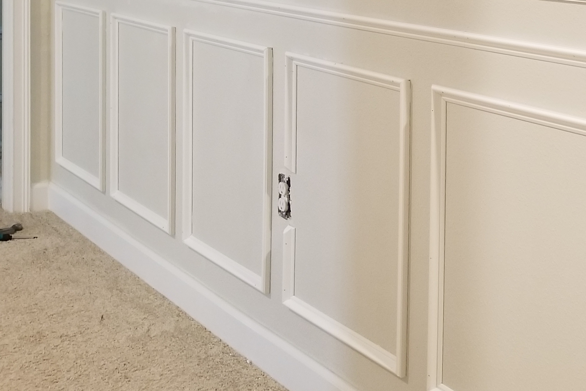 Wainscoting Frames Working around outlets cutting the piece